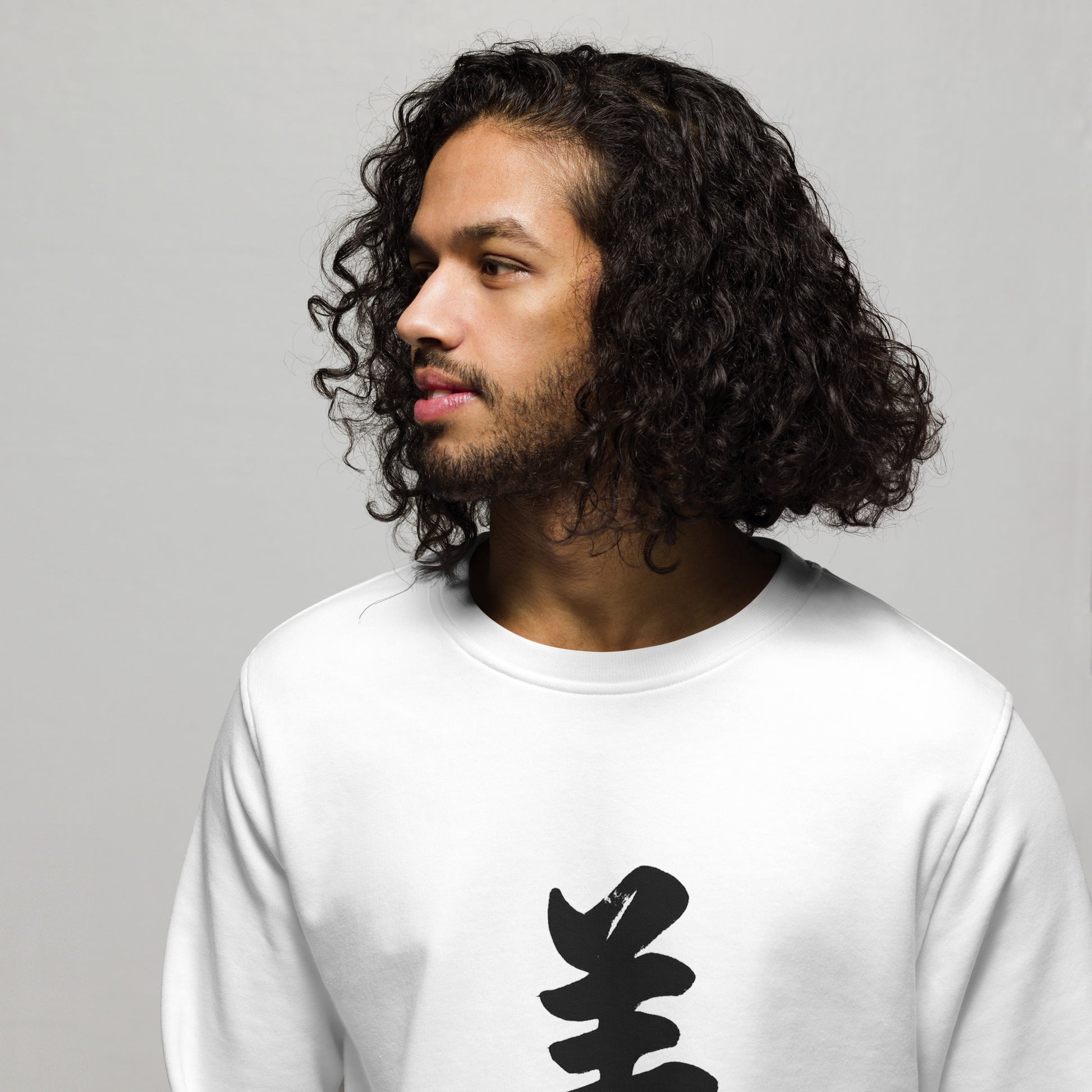 Kanji 美(Beauty) unisex-organic-sweatshirt-white-front
